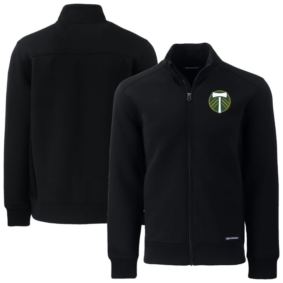 Men's-Cutter & Buck  Black Portland Timbers Roam Eco Tri-Blend Recycled Full-Zip Jacket