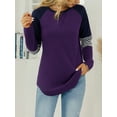 thumbnail image 4 of TEMOFON Long Sleeve Tops for Women Color Block Casual Tunic Crew Neck Sweatshirts Striped Raglan Sleeve Loose T Shirts for Women, 4 of 5