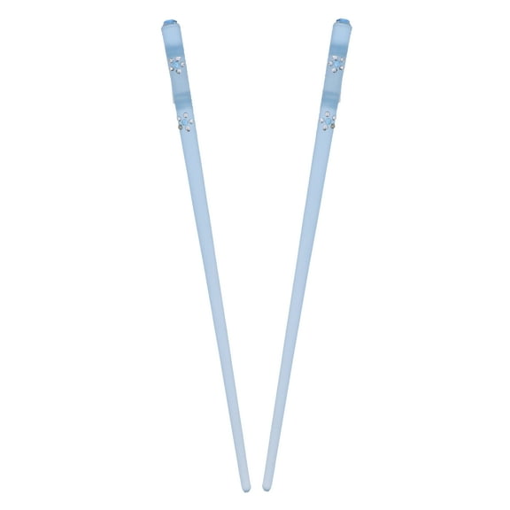 Motique Accessories Blue Clear Hair Stick Chop Sticks with Diamond Flower-One Size, Adults