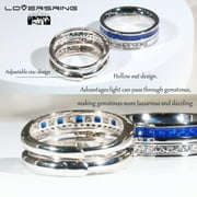 Adjustable size Wedding Ring Sets His And Hers Couples Women 925 Sterling Silver Blue Cz Man Titanium Wedding Bands