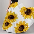 thumbnail image 3 of Falda larga para mujer con estampado floral, estilo bohemio, cintura alta, falda larga con tirantes, 3 of 4