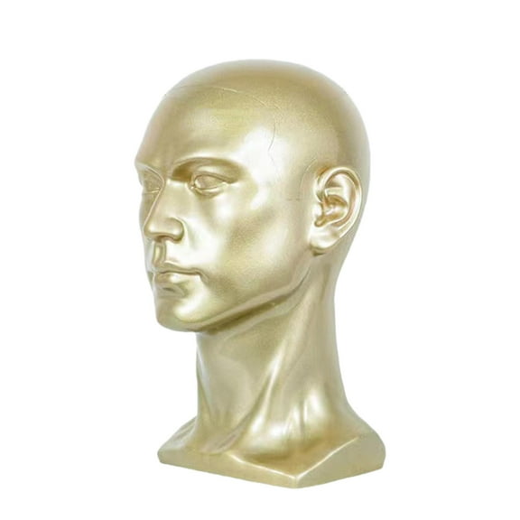 Serenable Male Mannequin Head Freestanding Stand for Making Market Barber Shop Champagne Gold