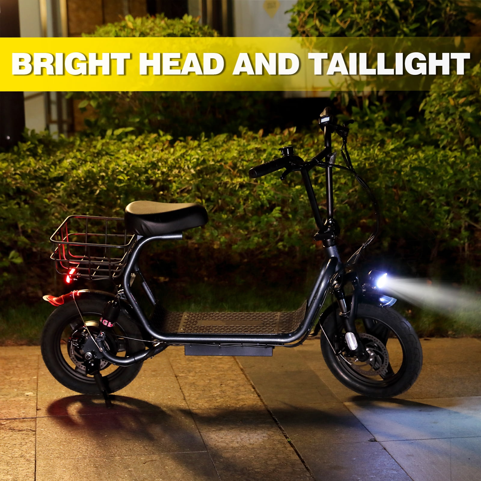 SANOPY Electric Scooter with Seat, 500W 500Wh Battery 25 Miles Range 20Mph Top Speed, Foldable Electric Scooter for Adults with Basket, White