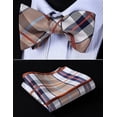 thumbnail image 6 of HISDERN Plaid Striped Bow Tie and Suspenders for Men Wedding Suspenders Bowtie Set Khaki White, 6 of 8