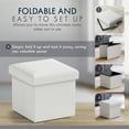 thumbnail image 5 of Ornavo Home 1 Pack Small Storage Ottoman Foldable Collapsible Cube Square Linen Ottoman Foot Rest Stool Seat, for Living Room, Bedroom, Home Office, Dorm - 12 x 12 x 12, White, 5 of 7