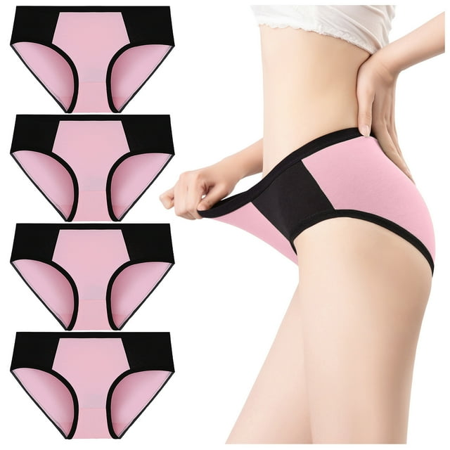 WZXFASHION Culottes pour Femmes, Couleur Unie, Patchwork, Culottes, sous-Vêtements, Petites Culottes, Bikini, sous-Vêtements, Lingerie, Rose G