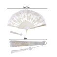 thumbnail image 2 of 1Pack Lace Handheld Chinese Folding Fan,QZS Potable Women Foldable Fan with Rose Pattern for Party Wedding Church Dancing,White, 2 of 6