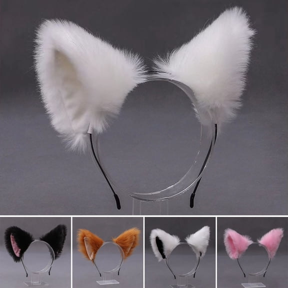 SmartBy Plush Cat Ears Headband Cosplay Party Halloween Handmade Hair Hoop Party Atmosphere Photography Prop