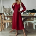 thumbnail image 6 of Enjoytime Casual Fall Dresses for Women Solid Color V-Neck Long Sleeve Maxi Dress Loose Beach Vacation Party Dresses Wine S, 6 of 8