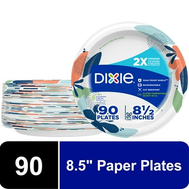 Dixie Everyday Disposable Paper Plates, 8.5", Multi-Color, 90 Count