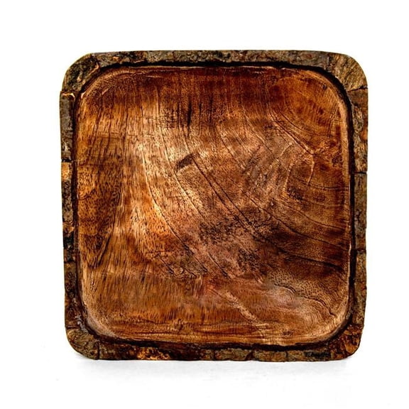 Heritage Lace BK-002 7 x 7 x 1.5 in. Artisan Wood Square Bowl, Brown
