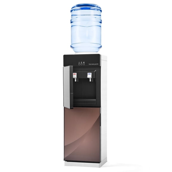 Hot & Cold Water Dispenser, Top Loading Water Dispenser for 3 or 5 Gallon Bottles for Office, Home,Gold   Black