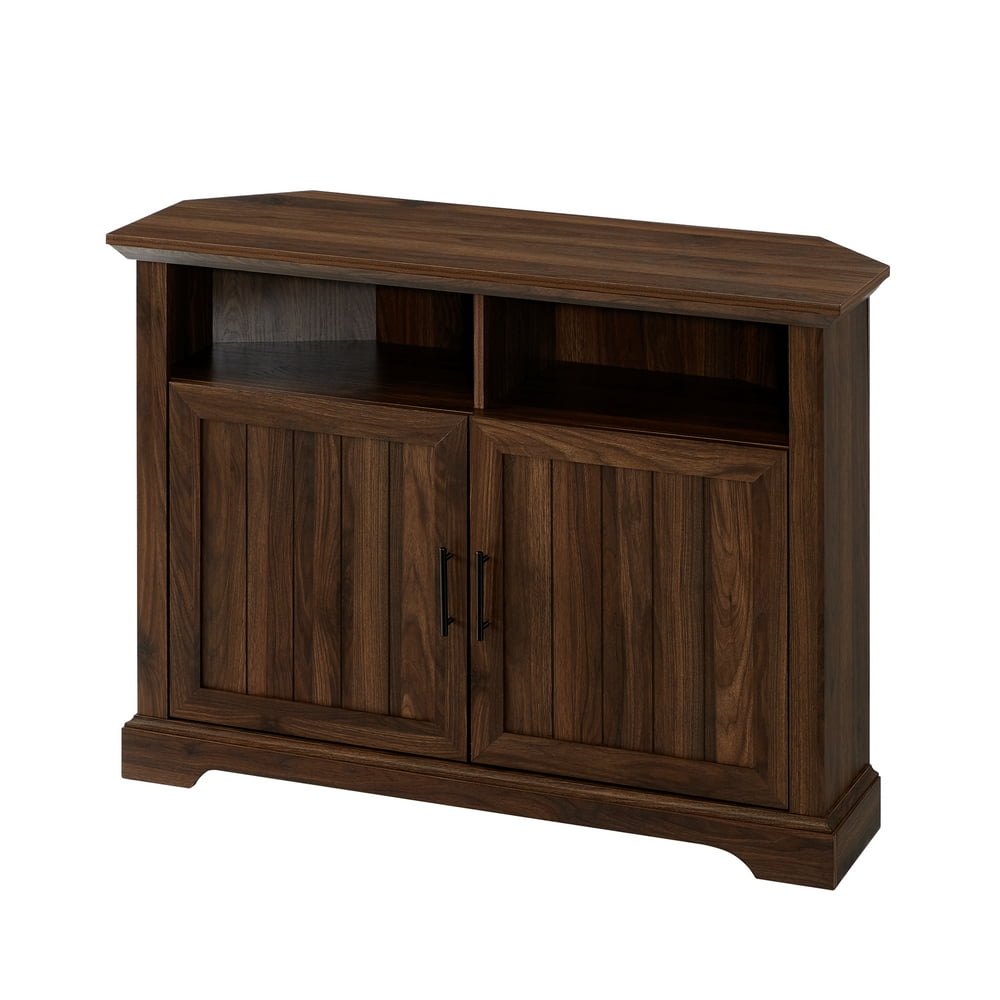 Douglas Two-Door Dark Walnut Corner TV Stand by Birch Harbor - Walmart ...