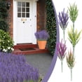 thumbnail image 1 of Paquete de 10 flores artificiales de lavanda, plantas de plástico de 15", tallos florales falsos para bodas, hogar, jardín, decoración de oficinas, uso interior y exterior, arreglos de ramos morados, 1 of 7