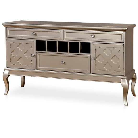 Furniture of America Bethlehem Wood Wine Rack Sideboard in Gold Champagne