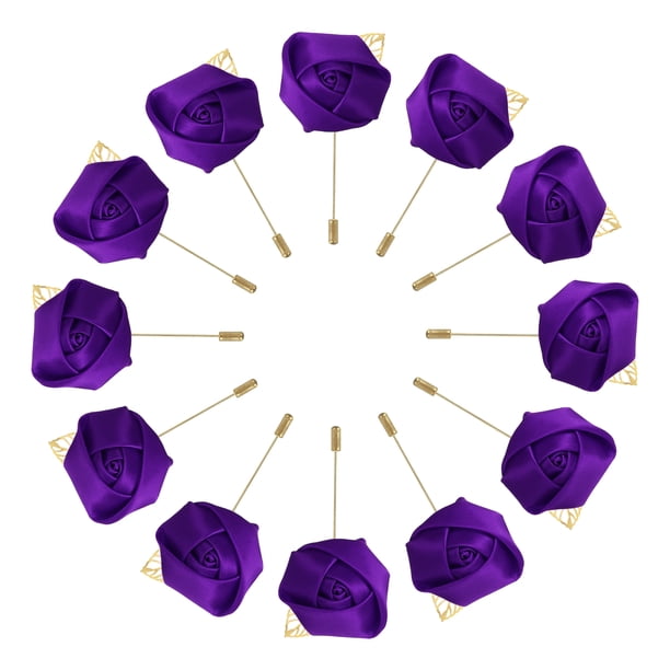 Ramilletes de rosa Unique Bargains con Alfileres para Hombres Ceremonia de Boda Morado oscuro