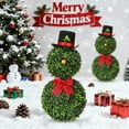 thumbnail image 4 of Elainilye Snowman Topiary 30 Inches Artificial Snowman Shaped Tree with Red Bow Santa Hat Faux Plants for Outdoor Indoor Home Porch Festive Decor, 4 of 8