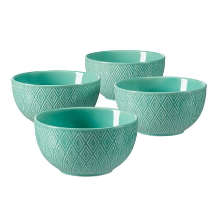 Green Kitchen Bowl - Mainstays Geometric Revival Embossed 4 Bowl Set, Green