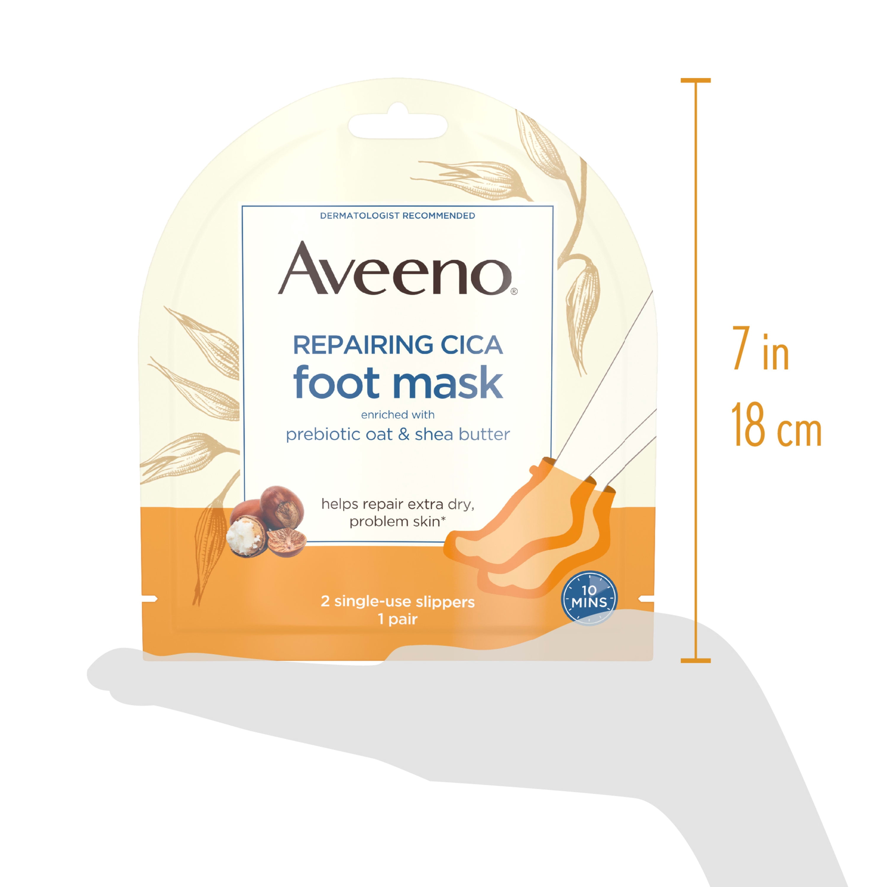 Aveeno Repairing CICA Fußmaske Mit Prebiotic Oat & Shea Butter – Für Sehr Trockene Haut, Inkl. Slipper