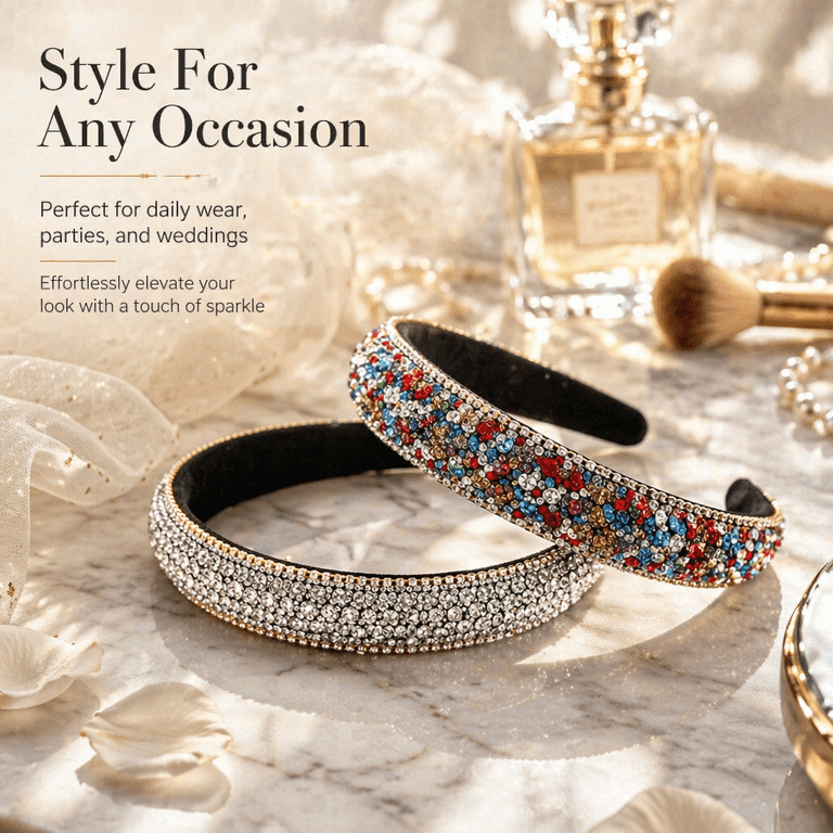 Rhinestone Headband - 1 Pack Crystal Beaded Hair Bands for 