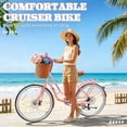 thumbnail image 6 of ICEELF 24'' Women's Beach Cruiser Bike, 7-Speed Commuter Bicycle with Rattan Basket, Rack, High-Carbon Steel Frame, Dual Disc Brakes, Step-Through, Pink, 6 of 8