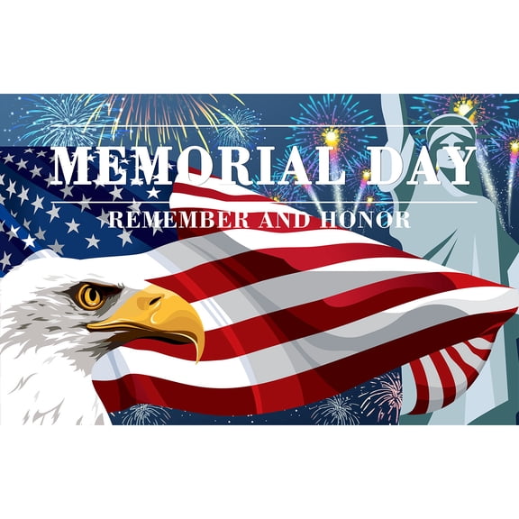 Memorial Day Greeting Card – "Remember and Honor" Patriotic Design with Eagle and Fireworks – Blank Inside, Envelope Included – Ideal for Sharing Memories and Tributes