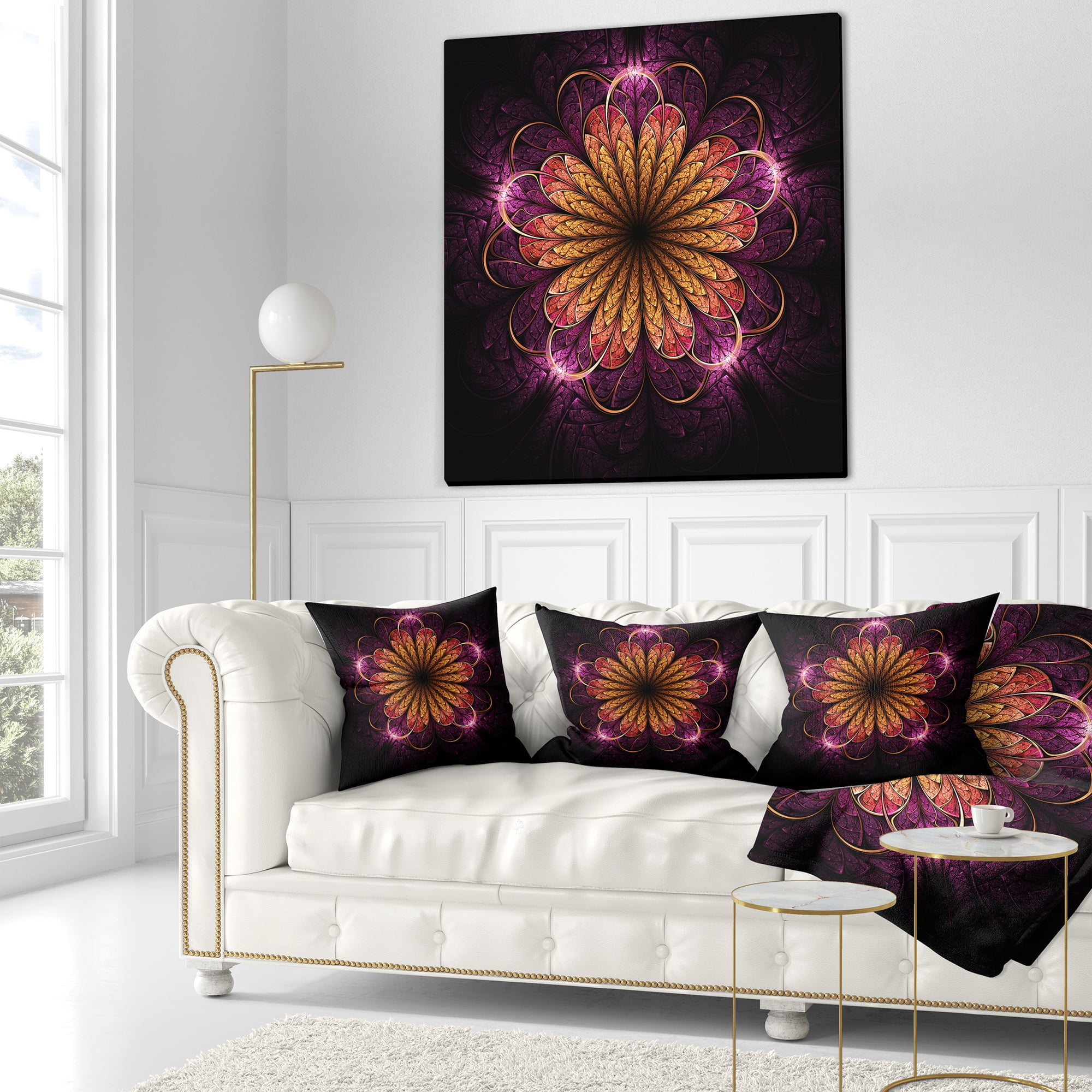 Designart 16" x 16" Purple Polyester Throw Pillow