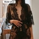 thumbnail image 3 of Lencería de mujer, vestido sexy tipo kimono de encaje, conjunto de lencería sexy de mangas anchas, ropa interior tipo negligé, bata transparente con cinturón de satén, 3 of 8