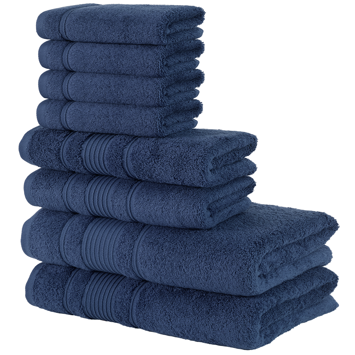 Qute Home Spa & Hotel Towels 8 Piece Towel Set, 2 Bath Towels, 2 Hand Towels, and 4 Washcloths - Navy Blue - image 2 of 3