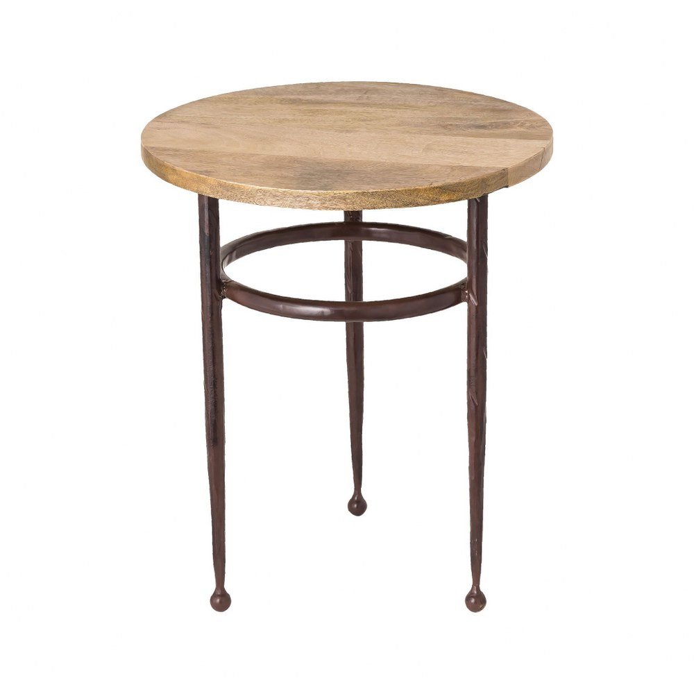 Round End/Side Table in Montana Rustic/Natural Mango finish with 3Legs