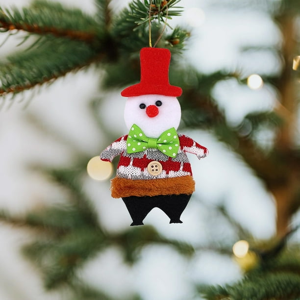 Adornos navideños, adornos navideños, adornos navideños, colgante para árbol de Navidad, muñeco de nieve y anciano, colgante para árbol de Navidad, colgante decorativo de poliéster
