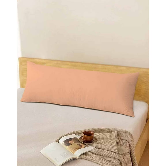 Peach Fuzz Body Throw Pillow Cover Case, Couch Sofa Bed Pillowcase, Soft Decorative Pillow Protector, Pure Color Modern Minimalist Art 20x54Inch Long Reversible Pillow Shams with Zipper