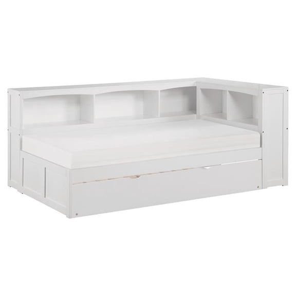 Lexicon Galen Pine Twin Bookcase Corner Bed with Twin Trundle in White