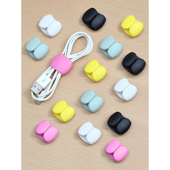 20pcs Assorted Color Silicone Cable Organizer Clips - Magnetic Cord Management Wraps for Cables & Wires