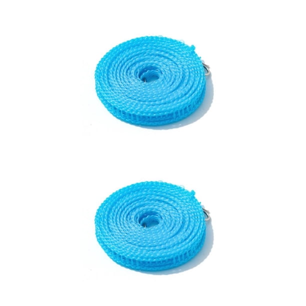 Bearachild Tendedero ajustable tipo valla para acampar, cuerda para tender la ropa, edredón antideslizante, cuerda de ventilación, perchas para Azul 8m 2piezas