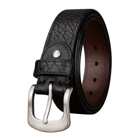 Catelles Top-Grain Cowhide Business Casual Pin Buckle Black Leather Belt for Men,Gift by Box Perfect Birthday Gift&For waist 42 width 1.5in(3.8cm)