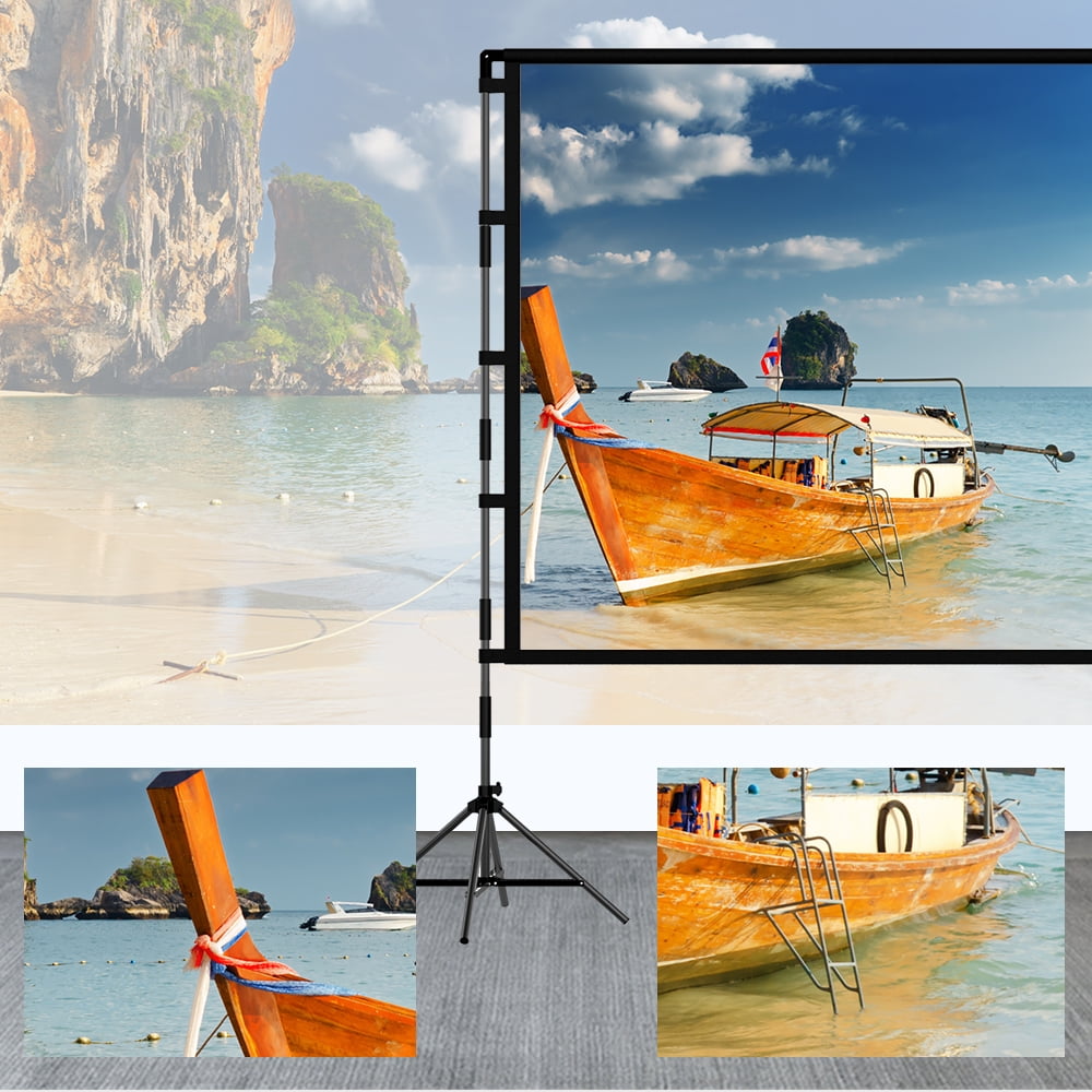 HVKDIEB Projector Screen with Stand,100 Inch 16:9 HD 4K Indoor Outdoor Projection Cinema Screen
