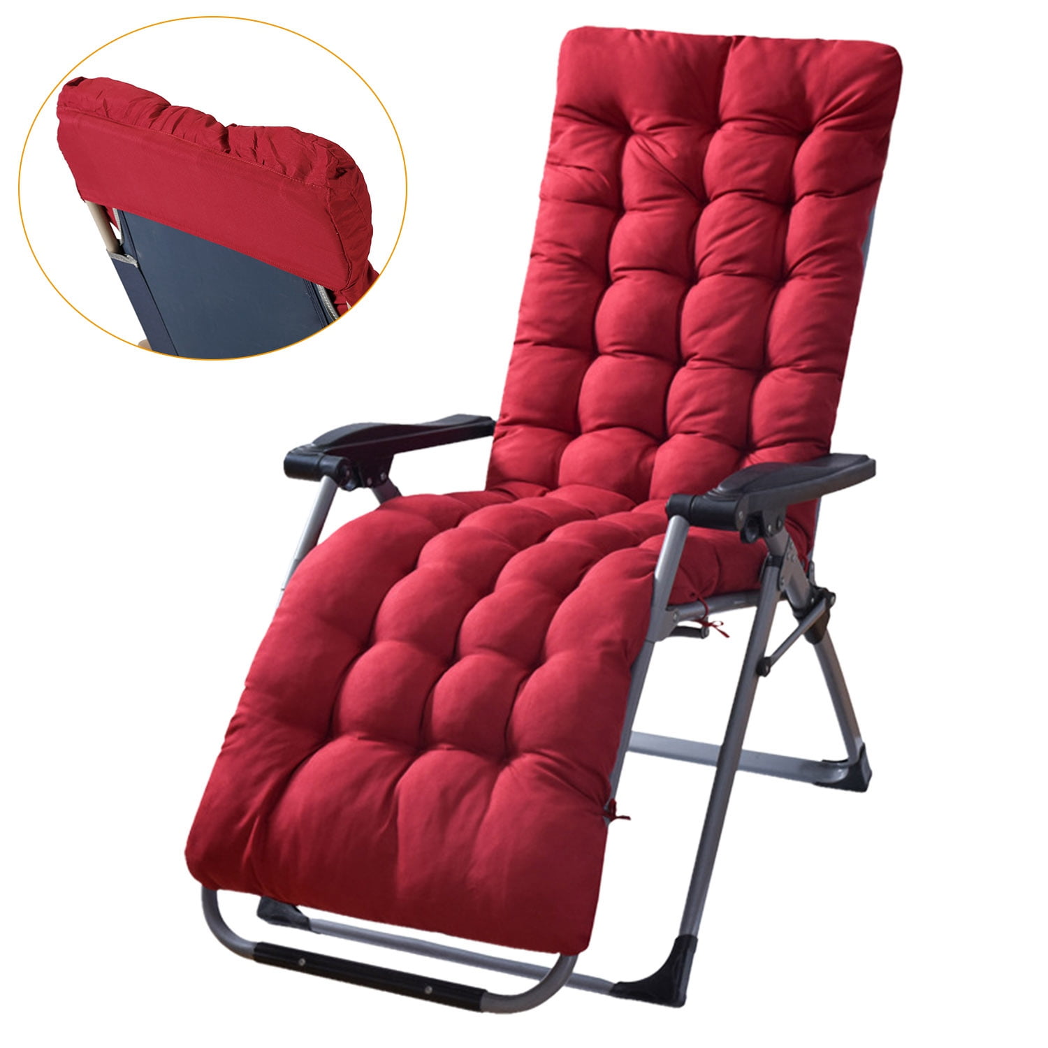 Zorpupoa Indoor Outdoor Lounge Chair Cushion, 71x22x4" Plus Thickened Rocking Chair Cushion, Red