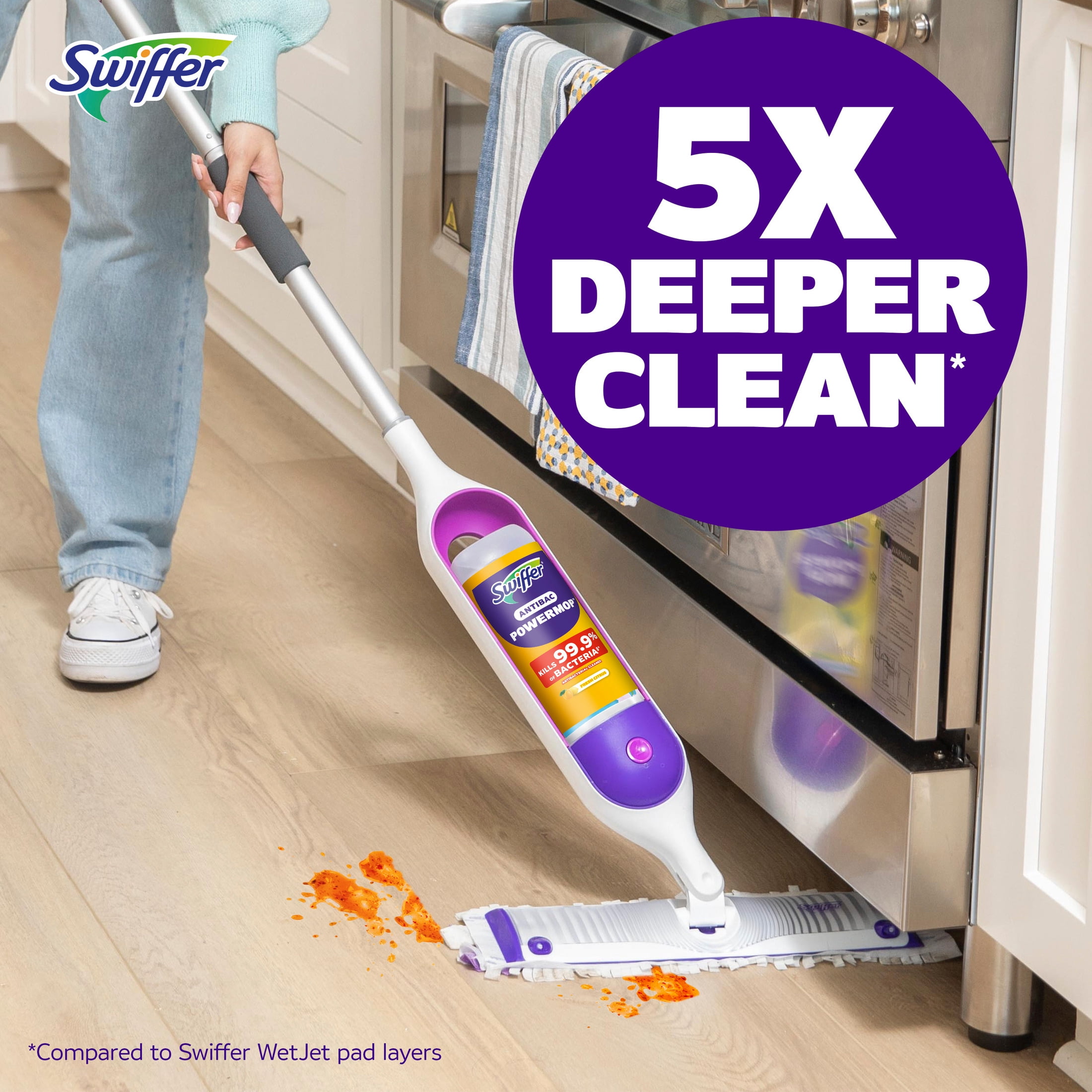 Swiffer PowerMop Anti-Bacterial Refill Solution, Lemon, 2-Pack