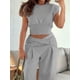 thumbnail image 4 of Conjuntos de 2 Piezas para Mujer,Conjuntos de Estar por Casa,Camisetas Sin Mangas con Mangas ,Pantalones de Pierna ,Conjuntos de Chándal,Conjuntos A Juego. Gris Plata XL, 4 of 9