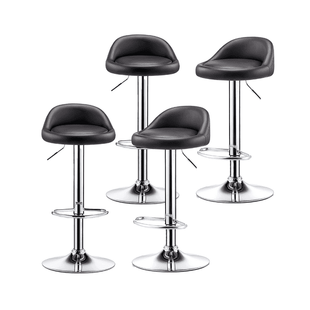 Set de 4 Sillas Para Barra De Cocina LUMAX Banco Alto Desayunador negro