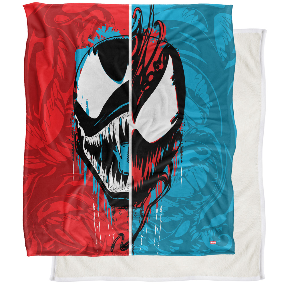 Venom Blanket, 50"x60" Venom and Carnage Split Silky Touch Sherpa Back