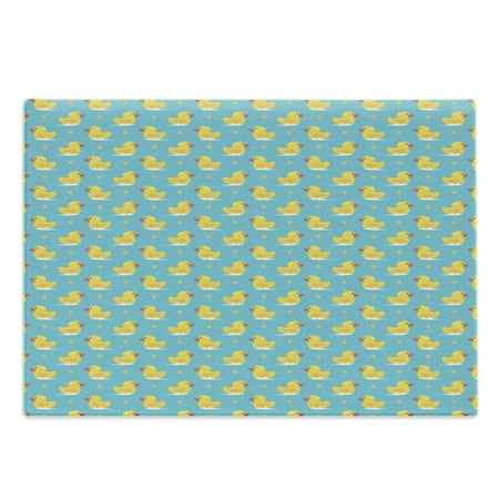 

Yellow Bird Cutting Board Cartoon Pattern of Ducks on Water with Crown Decorative Tempered Glass Cutting and Serving Board in 3 Sizes by Ambesonne