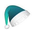 thumbnail image 2 of KLL Christmas Hats for Adults Plush Green Turquoise Teal Print Santa Hat Xmas Fluffy Santa Claus Hat for Women Men, 2 of 6