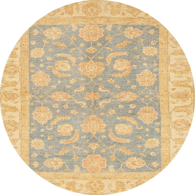 Ahgly Company Tapis d'Intérieur Rond Abstrait Jaune Oriental, 6 Pieds Rond