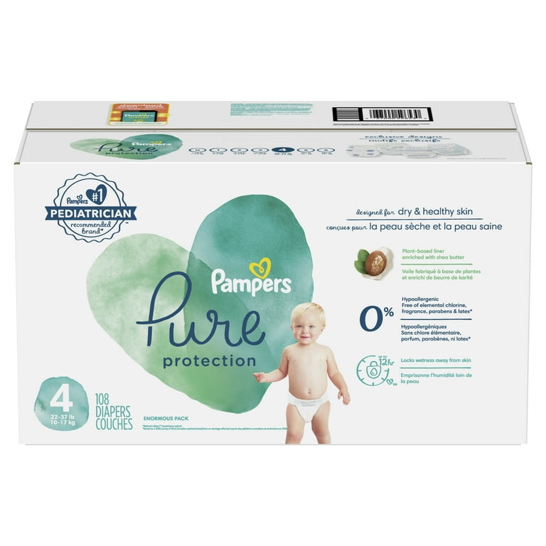 Pampers Pure Protection Hypoallergenic Diapers Size 4, 108