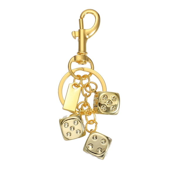 Uxcell Dice Keychain Charm, Creative Keyring Charm Stylish Key Chains Dice Bag Purse Handbag Accessories for Hanging Wallet Car Key Cellphone, Gold Dice(Dice)