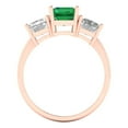 thumbnail image 4 of 4.0ct emerald cut green emerald 18k rose gold 3 stone Bridal Wedding Engagement Promise Anniversary Ring for Women size 4.75, 4 of 7