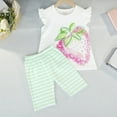 thumbnail image 2 of Ketyyh-chn99 Toddler Girl Shorts Skirt Set for Girls Floral Short Sleeve Long Sweatshirt Top Pants Sets 2pcs Spring Outfits Green,4-5 Years, 2 of 3