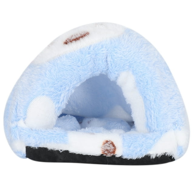 Cama cueva desmontable para mascotas pequeñas, para hámsteres y cobayas, color azul S, cálida para el invierno
